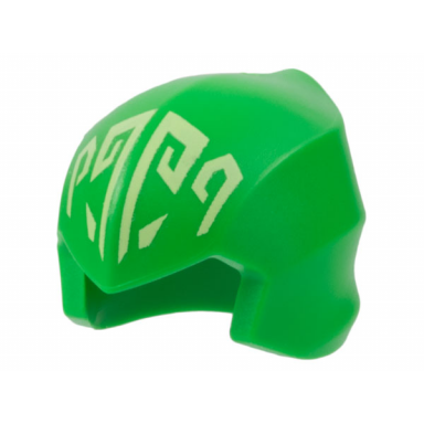 bright green minifigure headgear ninjago wrap hood smooth with bright light yellow energy symbols pattern