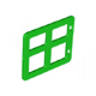 bright green duplo door window pane 1 x 4 x 3 with 4 different size panes square corners