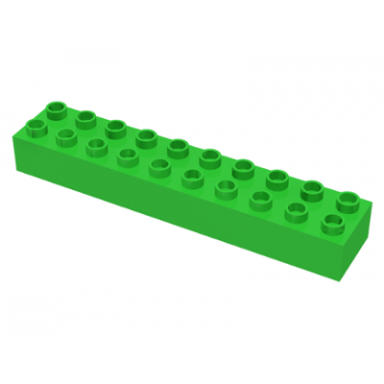 bright green duplo brick 2 x 10