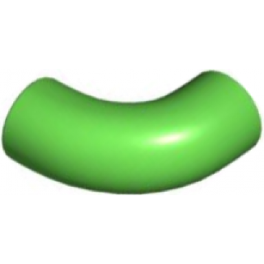 bright green brick round 1 x 1 d 90 degrees elbow macaroni - no stud - type 2 - axle hole
