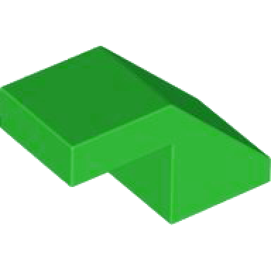 bright green slope 45 2 x 1 with cutout without stud