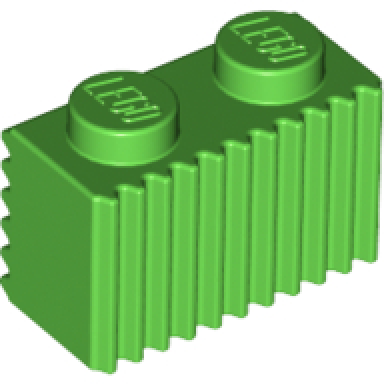 bright green brick modified 1 x 2 with grille fluted profile