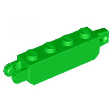 bright green hinge brick 1 x 4 locking with 1 finger vertical end and 2 fingers vertical end