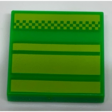 bright green tile 2 x 2 with pixelated pipe pattern