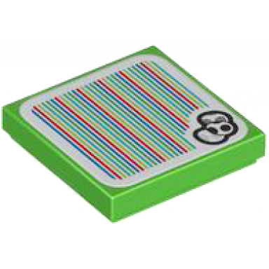 bright green tile 2 x 2 with super mario scanner code yoshi eggs pattern sticker - set 71428