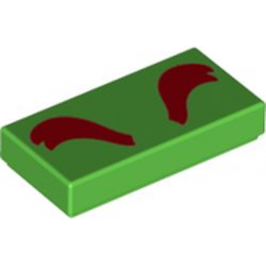 bright green tile 1 x 2 with dark red eyebrows pattern bowser
