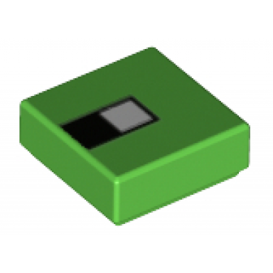 bright green tile 1 x 1 with white square on black rectangle pattern minecraft turtle pixelated eye