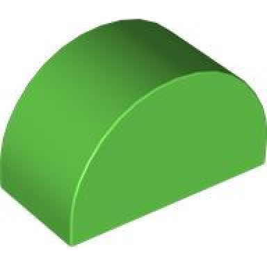 bright green duplo brick 2 x 4 x 2 slope curved double