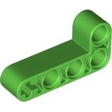 bright green technic liftarm modified bent thick l-shape 2 x 4