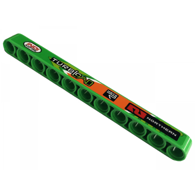 bright green technic liftarm thick 1 x 11 with indi kator turbload moto r and northern pattern model left side sticker - set 42129