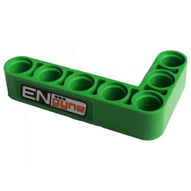 bright green technic liftarm modified bent thick l-shape 3 x 5 with engyne pattern model left side sticker - set 42129