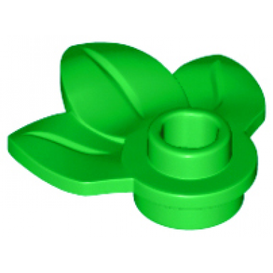 bright green plant plate round 1 x 1 with 3 leaves