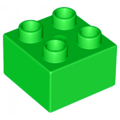 bright green duplo brick 2 x 2