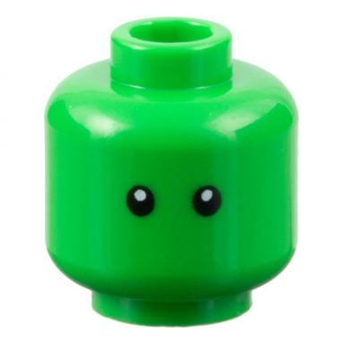 bright green minifigure head black eyes with white pupils pattern