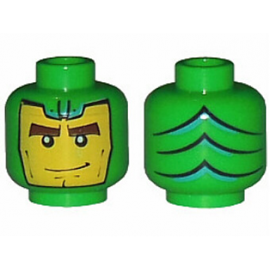 bright green minifigure head balaclava with green goblin face lines on back pattern