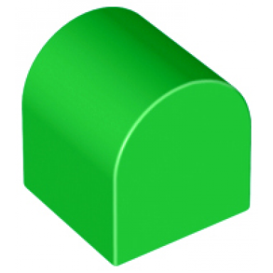 bright green duplo brick 2 x 2 x 2 slope curved double