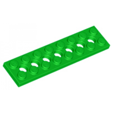 bright green technic plate 2 x 8 with 7 holes
