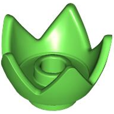 bright green minifigure headgear crown eggshell with 5 points and center stud