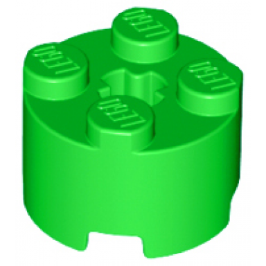 bright green brick round 2 x 2 with axle hole