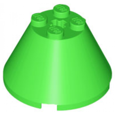bright green cone 4 x 4 x 2 with axle hole