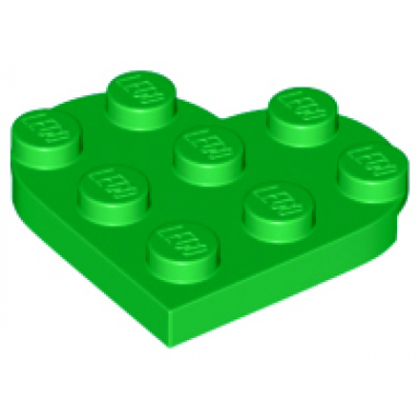 bright green plate round 3 x 3 heart