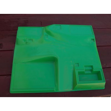 bright green baseplate raised 46 x 56 with plate indentations and ramps no studs