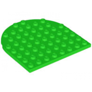 bright green plate round 8 x 8 rounded end