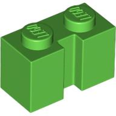 bright green brick modified 1 x 2 with channel