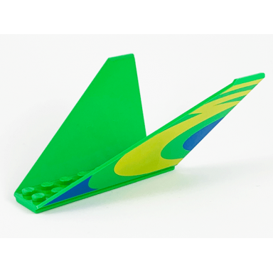 bright green tail 10 x 10 x 4 dual with blue and yellow circular pattern