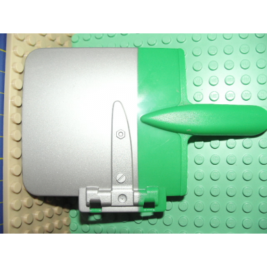 bright green duplo door window pane shovel-shaped with metallic silver pattern