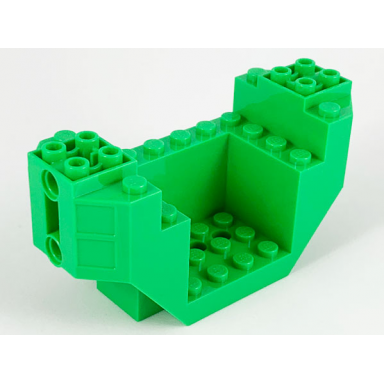 bright green cockpit 4 x 10 x 4 with 3 holes on bottom and 2 pin holes on sides
