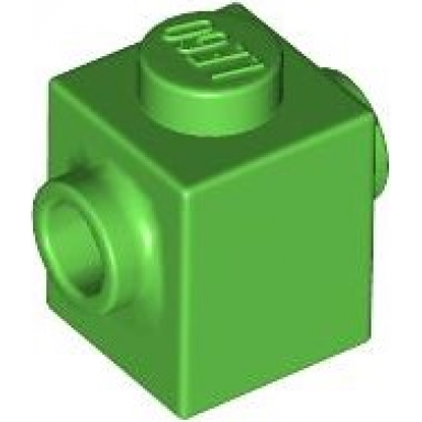 bright green brick modified 1 x 1 with studs on 2 sides opposite