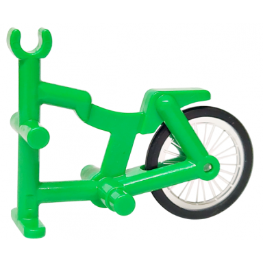 bright green tricycle frame with trans-clear bicycle wheel with molded black hard rubber tire 50015 92851pb01