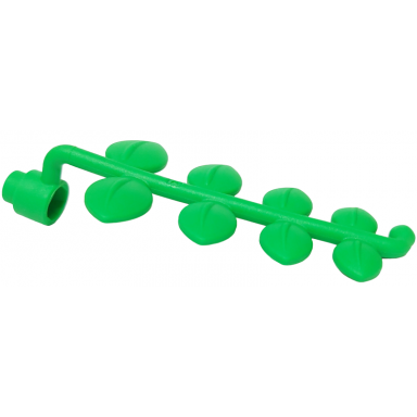 bright green duplo plant vine bent with leaves and stud receptacle on end