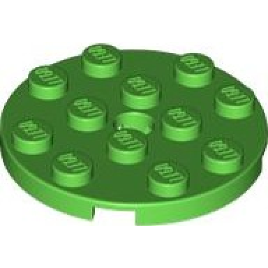 bright green plate round 4 x 4 with hole
