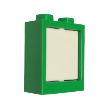 bright green window 1 x 2 x 2 flat front with white glass 60592 60601