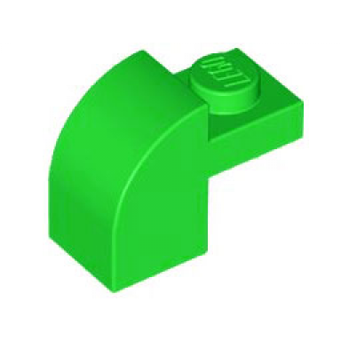bright green slope curved 2 x 1 x 1 1 3 with recessed stud