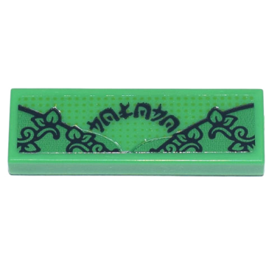 bright green tile 1 x 3 with ninjago logogram bolobo green leaves and vines pattern sticker - set 71741