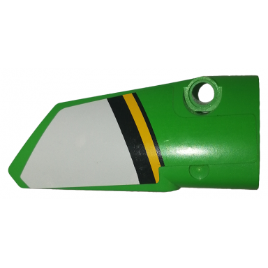 bright green technic panel fairing 4 small smooth long side b with white black and yellow stripes pattern sticker - set 42039