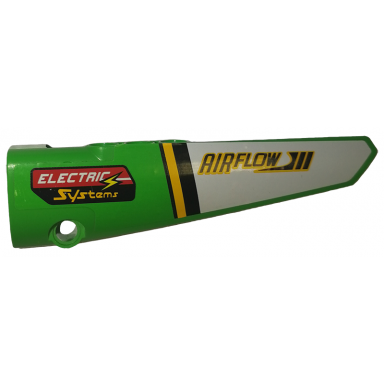 bright green technic panel fairing 6 long smooth side b with airflow and electric systems pattern sticker - set 42039