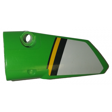 bright green technic panel fairing 3 small smooth long side a with white black and yellow stripes pattern sticker - set 42039
