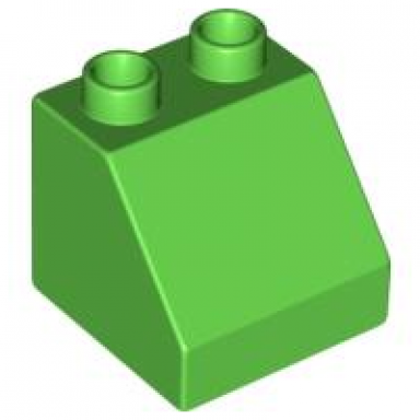 bright green duplo brick 2 x 2 x 1 1 2 slope 45