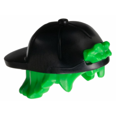 bright green minifigure hair combo hair with hat short tousled hair with molded black cap short curved bill pattern