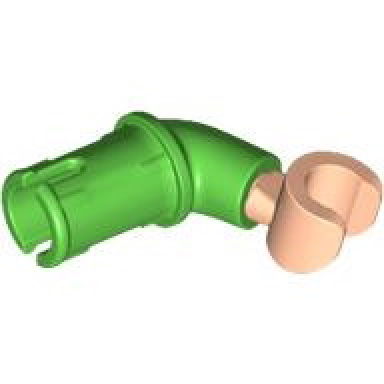 bright green arm with technic pin with light nougat hand