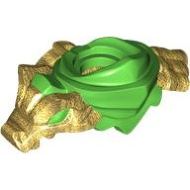 bright green minifigure armor shoulder pads and scarf with molded pearl gold dragon head tail and scabbard for 2 katanas pattern