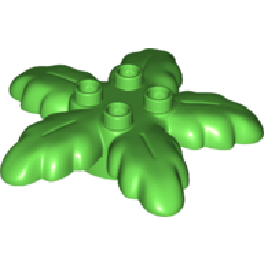 bright green duplo plant palm tree leaves small 6 x 6 with 4 top studs