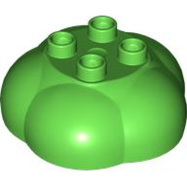 bright green duplo plant tree top bush 4 x 4 with 4 top studs and curved sides