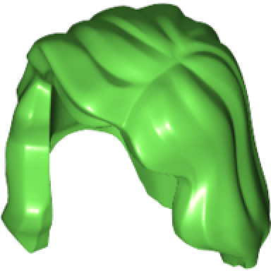 bright green minifigure hair female mid-length with part over right shoulder