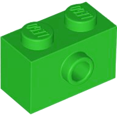 bright green brick modified 1 x 2 with stud on side