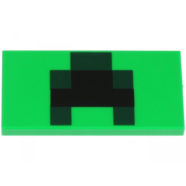 bright green tile 2 x 4 with black and dark green squares and rectangles pattern minecraft creeper mouth
